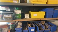 Shelf lot of screws and containers
