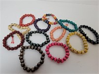 (12) Chinese Wood Bead Bracelets