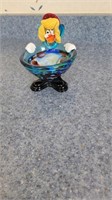 Murano hand blow clown candy dish no chips or