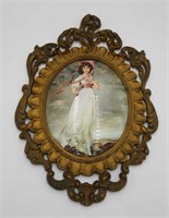 Vtg Victorian Oval Frame Print By T. Lawrence