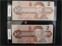 1986 Canadian Two Dollar Bills $2 - Circulated