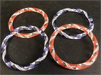 4 Glass Bangle Bracelets