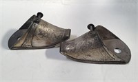 Pair of antique silver plate stirrups