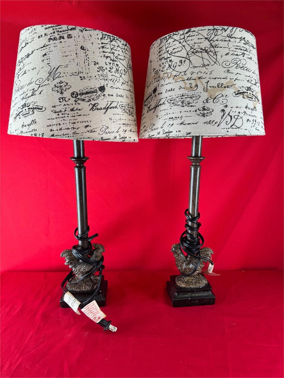 Contemporary Lamps W/ Rooster Decor Base