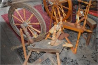 2 spinning wheels - one period, the other contempo