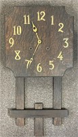 MISSION OAK HANGING WALL CLOCK - NO PENDULUM