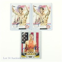 Signed 2011-2012 Topps Michael Phelps Cards (3)