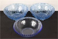 Assorted Blue Glass Bowls