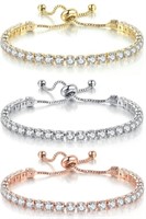 (new)VOGLUX 3 pcs Tennis Bracelets for Women14K