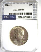 1964-D Kennedy MS67 LISTS $575