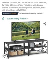 NEW 63" W TV Stand, 3 Tier, Black w/ Wood Grain