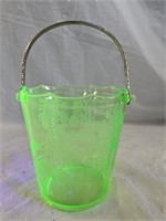 Cambridge Green Vaseline Glass Ice Bucket