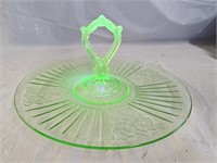 Anchor Hocking Green Vaseline Glass Serving Tray