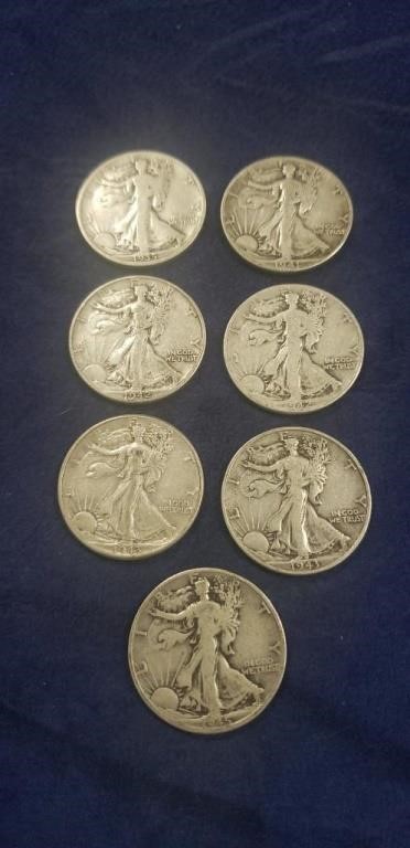 (7) Assorted Silver Half Dollar Coins