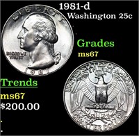 1981-d Washington Quarter 25c Grades GEM++ Unc