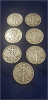 (7) Assorted Silver Half Dollar Coins
