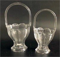 Heisey Floral Etched Glass Baskets