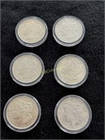 6- BU 1921 Morgan Silver Dollars