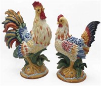 Pr. of Fitz & Floyd Ricamo Rooster & Hen Figures.