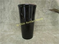 Tall Black Glass Flared Top Vase hand made