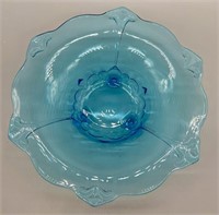 Vintage Tiara Indiana Glass Aqua 3-Footed Bowl