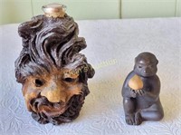Carving Gebirgs Enzian & Pottery Japanese Monkey