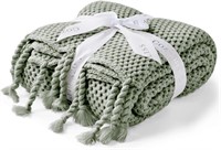 Cozy Bliss Honeycomb Chunky Knit Throw Blanket Han