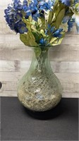 Vintage Blown Glass Vase With Artificial Flowers 1