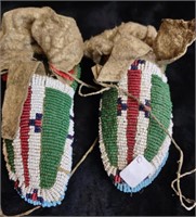 Child Moccasins, Beaded Top & Bottom