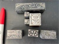 Vintage pewter printing blocks.