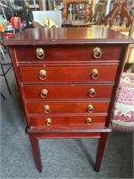 Wooden flatware chest with drawers