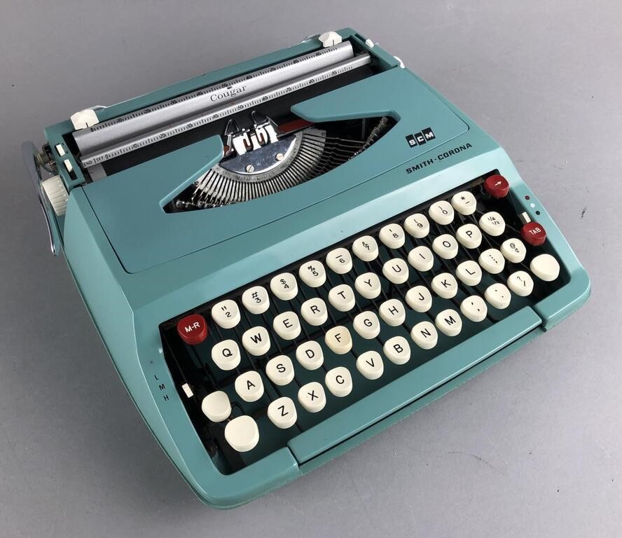 60s Aqua Portable Typewriter Smith-Corona Cougar