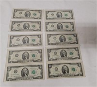 10 1976 $2 Notes