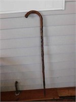 Great vintage wooden walking stick cane covered in