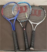 3 Tennis Rackets. 2 Wilson Titanium &