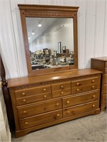 (J) 6 Drawer Dresser With Matching Mirror 64” X