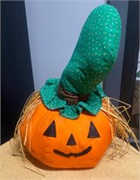Plush handmade large pumpkin scarecrow with hat