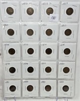 20 Different Cents (1857-1884, Some Semi-Keys)