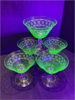 Fostoria Uranium Glass Etched Martini