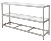 Modern Glass & Stainless Steel Three-Tier Etagere