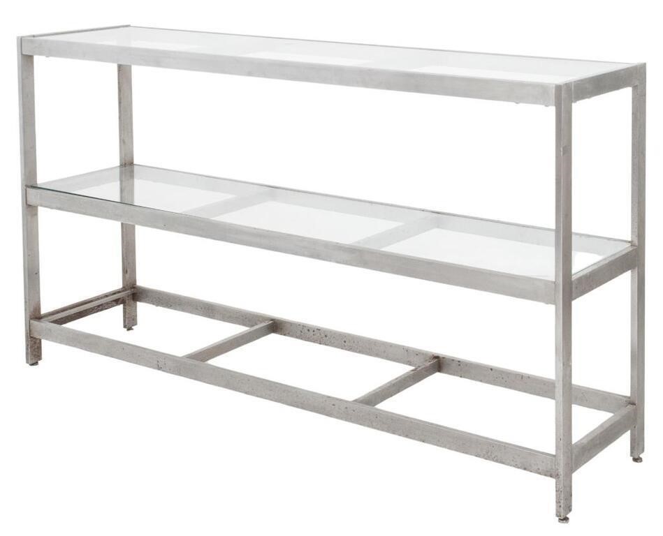 Modern Glass & Stainless Steel Three-Tier Etagere