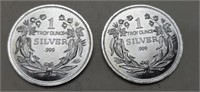 (2) Troy oz. Silver Seated Liberty Rounds
