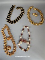 4 Higher End Costume Jewelry Necklaces & Pr. Earri