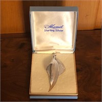 Sterling Silver Marvel Leaf Brooch Pin in Box