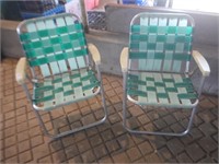 2 Aluminum Webbed Lawn Chairs