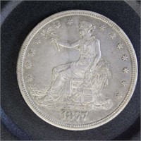 US Coins 1877-S Trade Silver Dollar, circulated