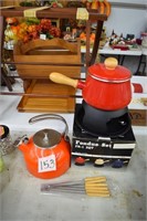 Fondue set, tea kettle