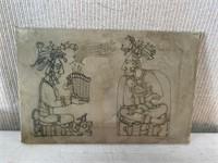 Attributed to Angel Miguel Pen & Ink Mayan King