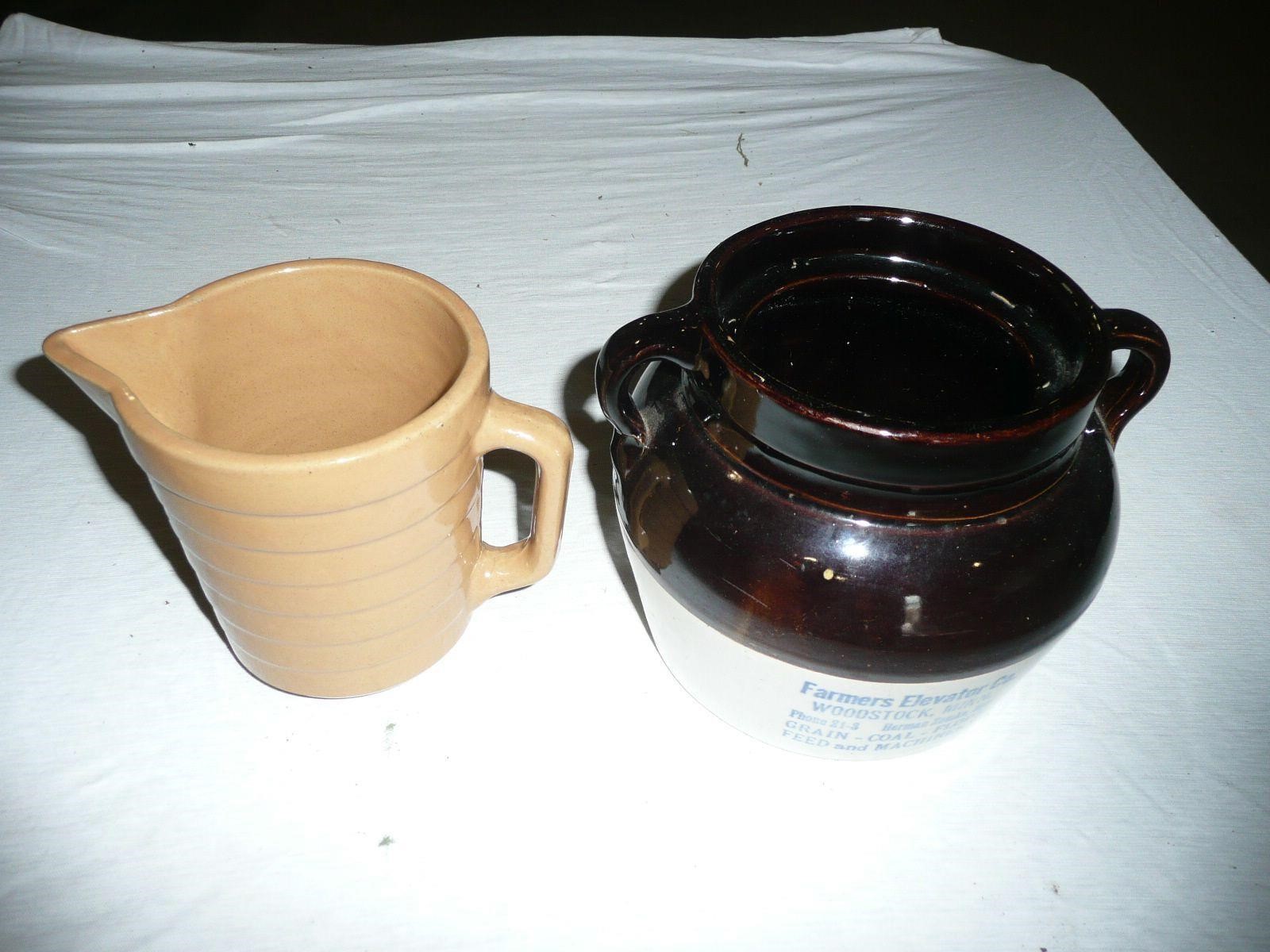 Bean Pot and Pitcher with Advertising