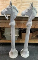 Pair of Cast Aluminum HORSE Hitching Posts
